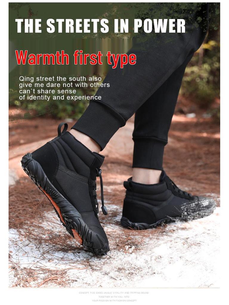 Men's Waterproof Velvet-Lined High-Top Snow Boots: Shock-Absorbing, Warm Cotton Shoes for Winter Sports.