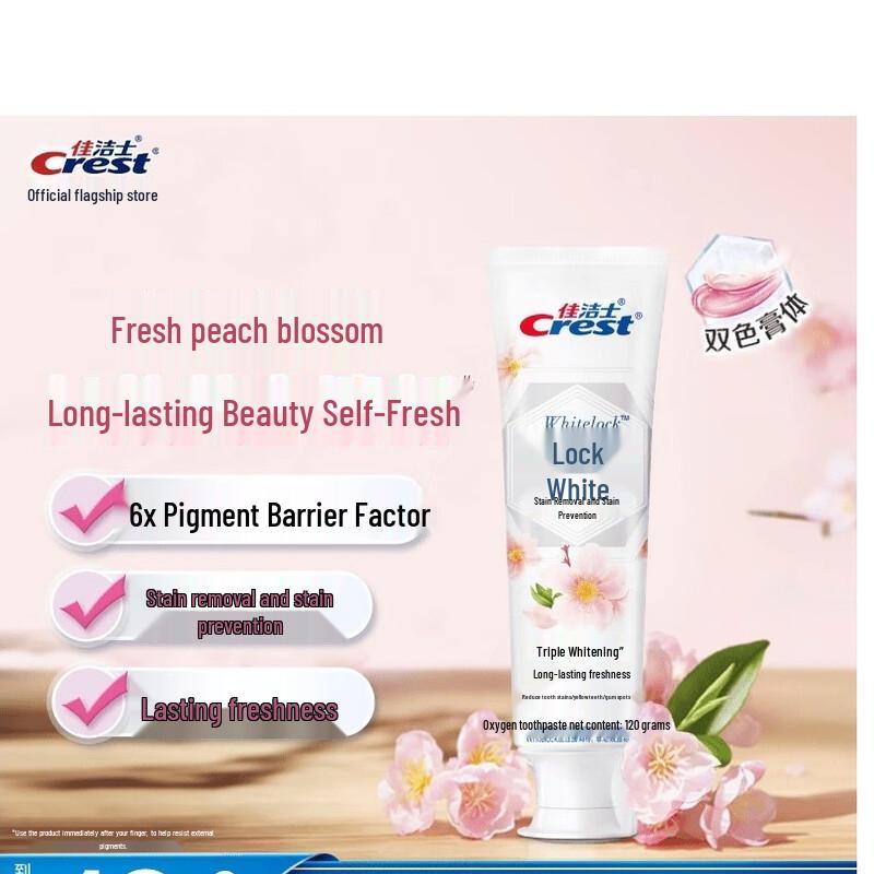 Crest 2-Color Lock White Peach Toothpaste