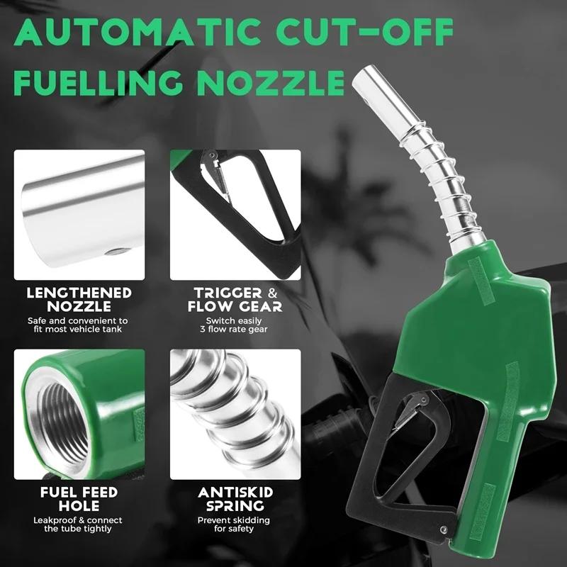 Garage Gas Station Fuel Nozzle Auto Shut Off Gasoline Diesel Refueling Gun Premium Aluminum Alloy Leak Proof Fueling Tool