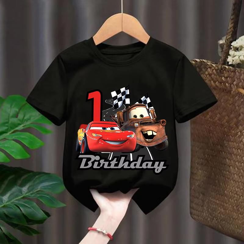 Lightning Mcqueen Boys T Shirt Kids Clothes Birthday Number 19 Print Unisex Women Clothing Party Wear Cotton Tops Cars Tee