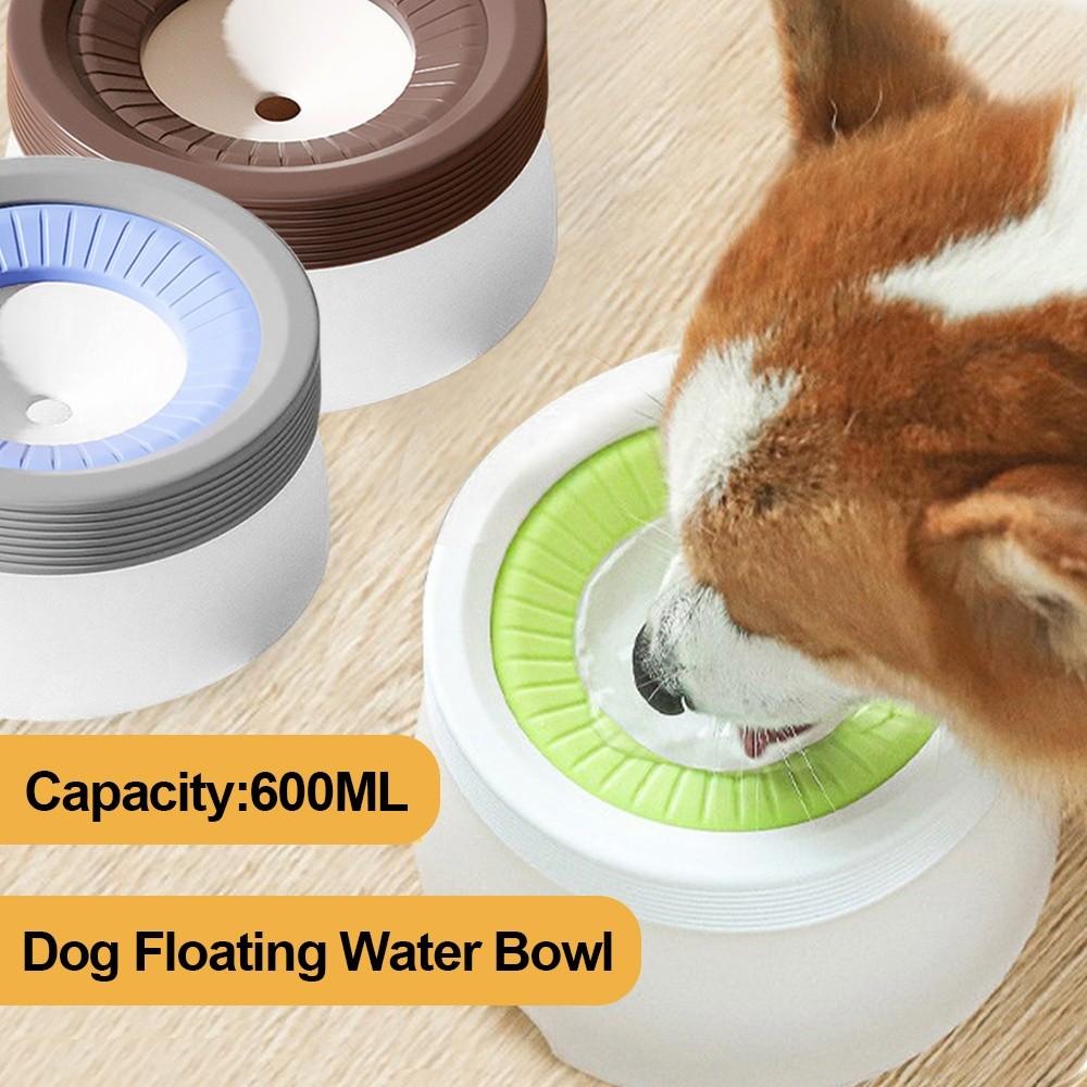 600ML Bol d'eau flottant pour chien Base antidérapante Grande capacité Distributeur d'eau pour animaux de compagnie Protection anti-renversement pour le cou Bol d'eau pour chat