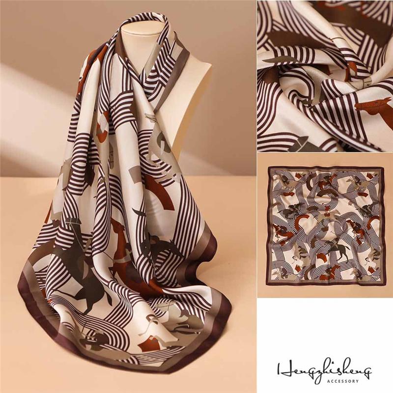 68*68cm 100% Mulberry Silk Scarf Luxury Printed Square Shawl Elegant Lightweight Soft Summer Fashion Accessory Women