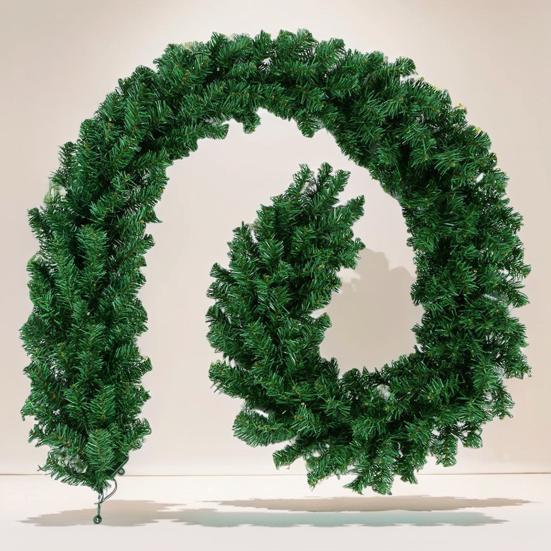 Yousheng 270CM Christmas Artificial Pine Garland with LED Light Red Berries Pinecone Glowing Faux Pine Needle Rattan Mantle Fireplace Porch Hanging