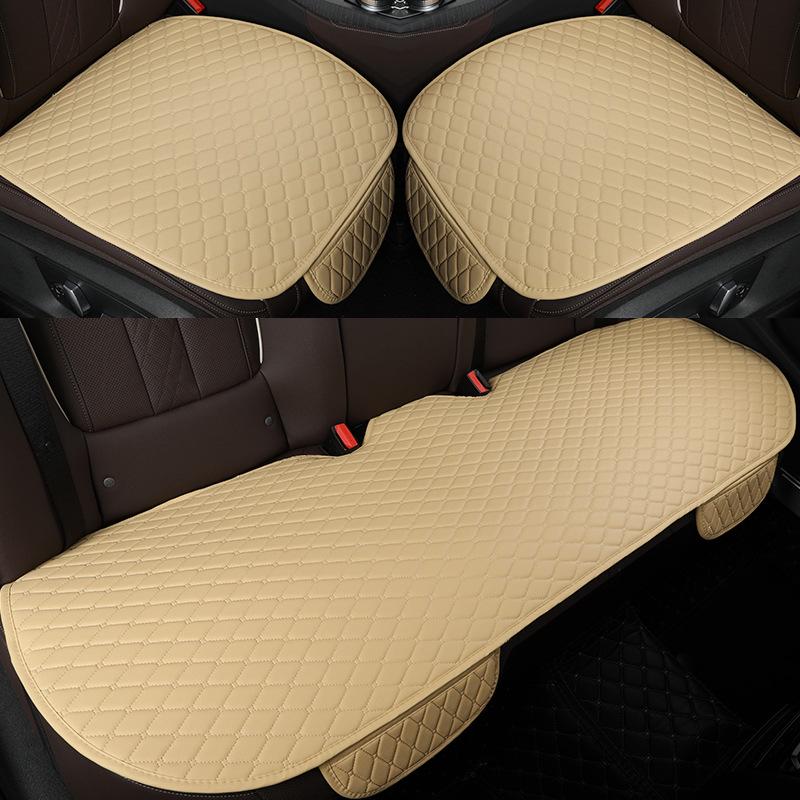 Universal Leather Car Seat Cushion Set with Backrest, Tie-Free Design, Four Seasons Use