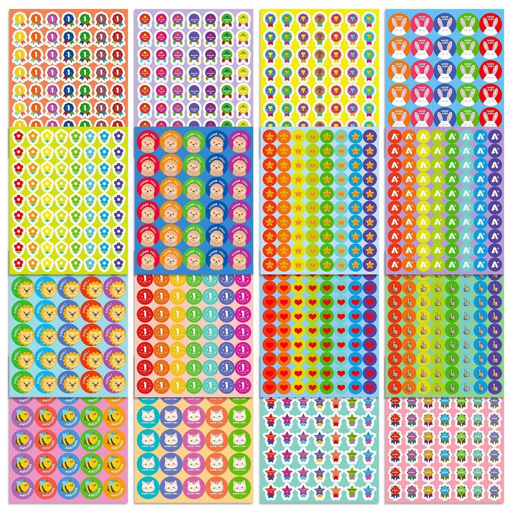 16 Photos/package of Children's Reward Stickers for Students Stationery Stickers Creative Cartoon Cute Prizes Kindergarten Teacher Award