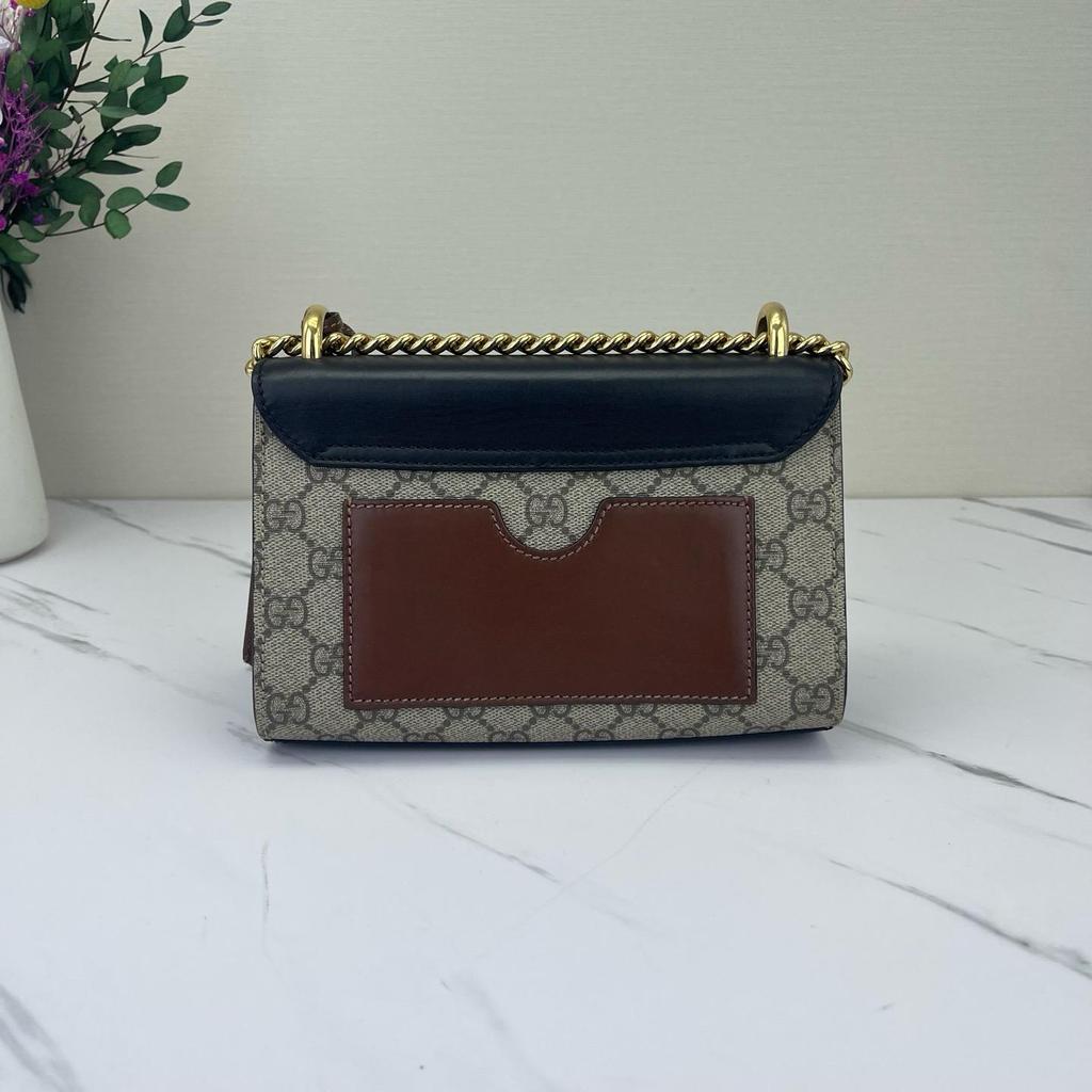 [Pre-Owned] Padlock Moonlight Treasure Box Series Metal Lock Logo Canvas And Leather Crossbody Bag Small - Excellent #1FHUW71