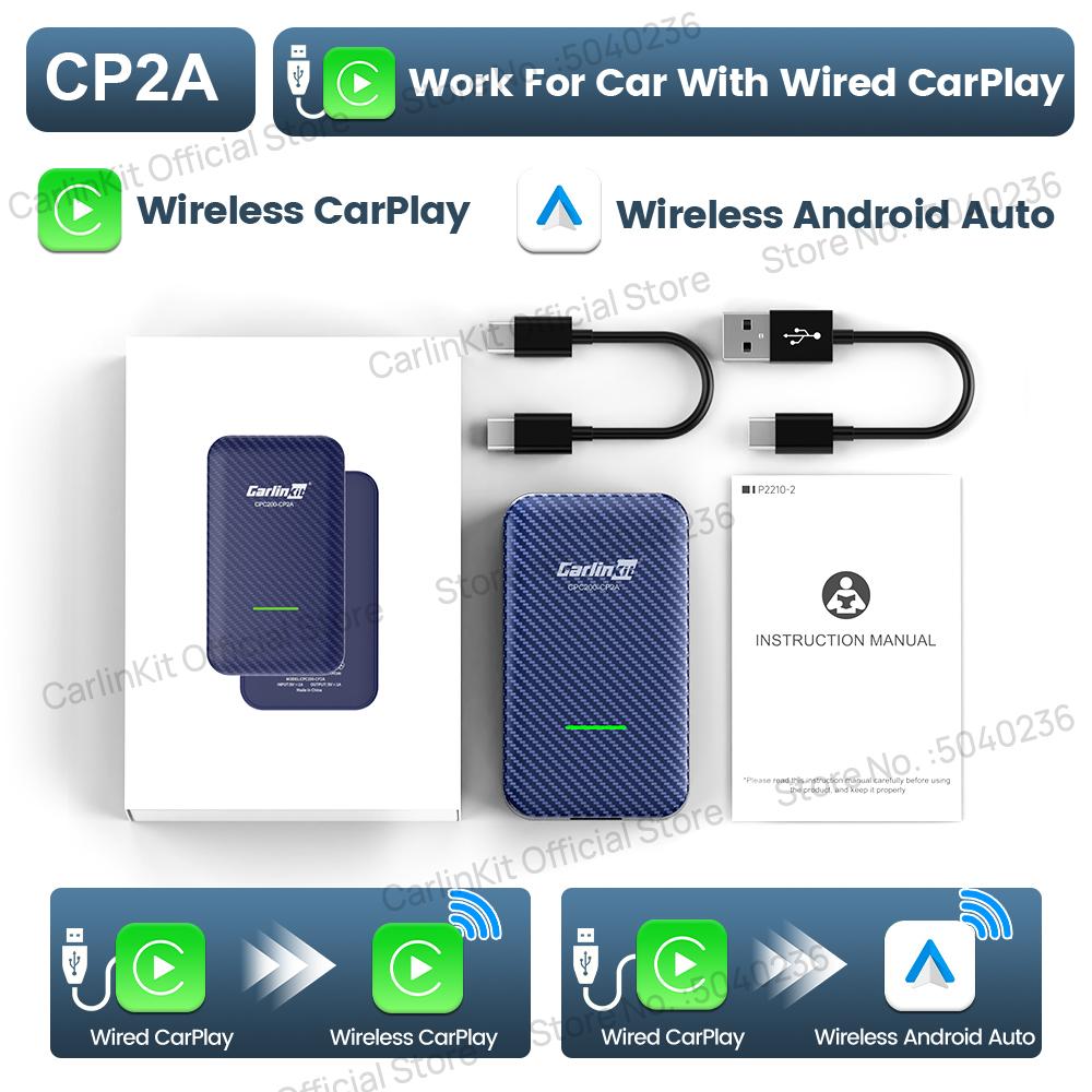 CarlinKit Wireless Adapter CP2A Wireless Android Auto & CarPlay Smart Mini Box Plug & Play 2.4G&5Ghz WiFi Bluetooth Auto Connect CarlinKit CP2A