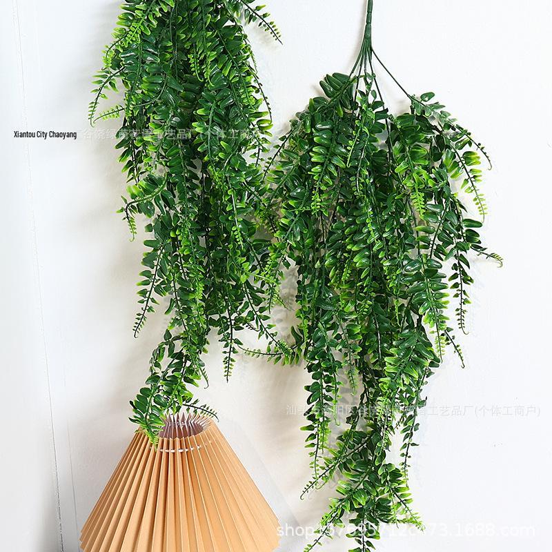 Artificial Persian Grass & Rattan Hanging Vine with Fern Leaves