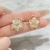 Ethereal Flower Stud Earrings for Women Gold Plated Petal Ear Studs Minimalist Luxury Unique Design Jewelry Girl Gift Accessory