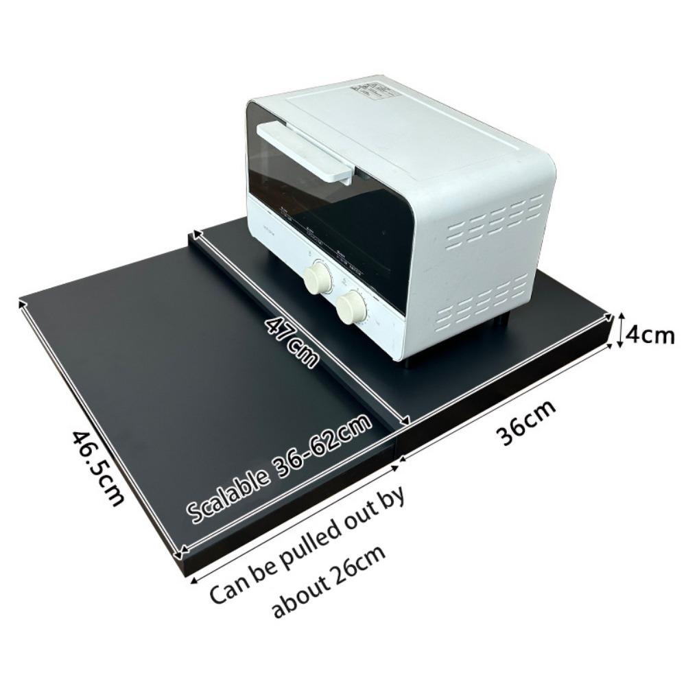 

Carbon Steel Kitchen Pull-Out Tray Single/Double Layer With Extendable Board Microwave Drawer Shelf Space-Saving Non-slip Bottom