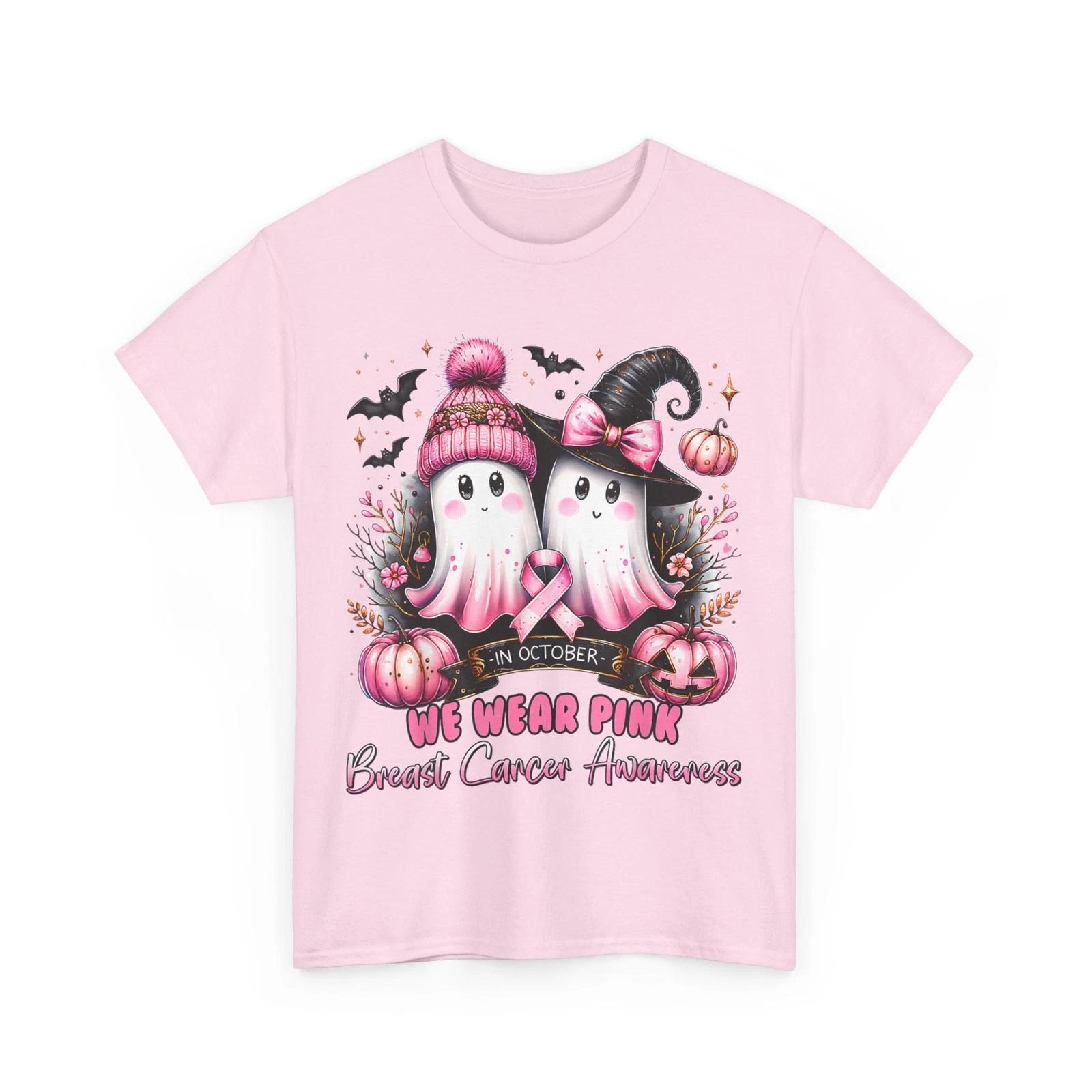 

In October We Wear Pink Ghost Witch Breast Cancer Awareness T shirt M