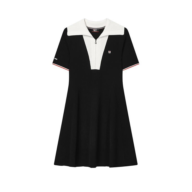 

FILA DNA French Chic Short Sleeve Dress Women dresses Black F11W431305FBK L
