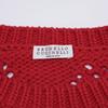 Brunello Cucinelli Red Cropped Cotton Knit Tops S RedUsed