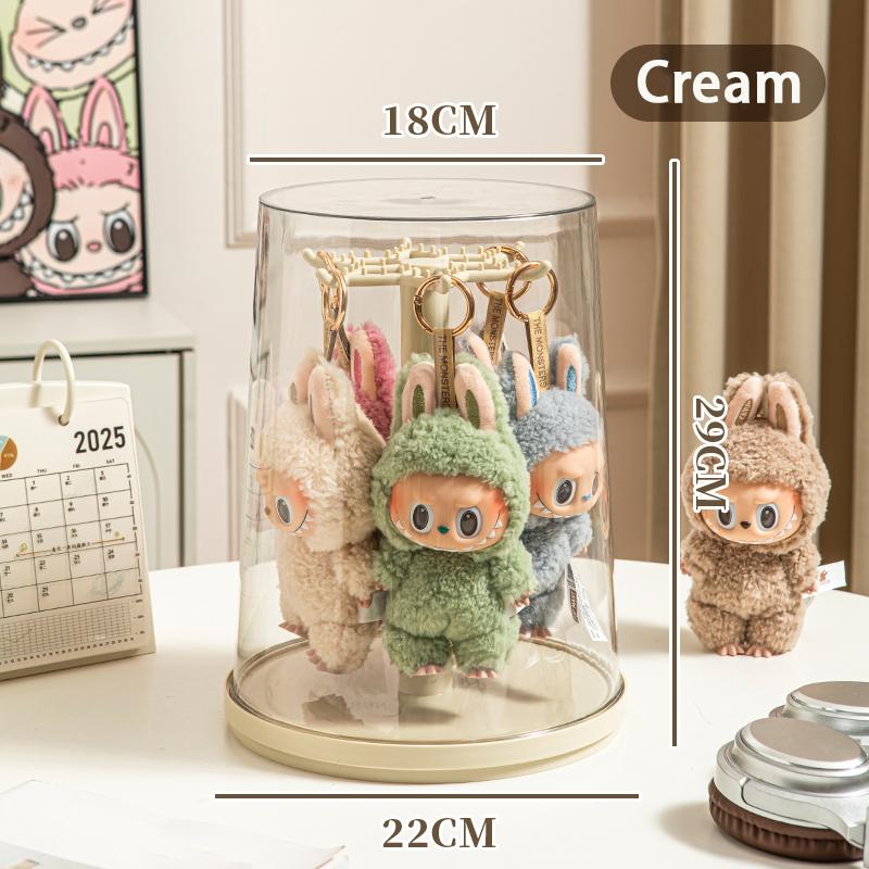 

Rotating Transparent Display Box, Collectible Display Rack,Storage Box Display Cabinet With Hooks, Dustproof And Moisture-proof кремовый