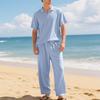 HNXC Men's Fashion Casual Summer Spring Short Sleeve POLO Neck Pants Suits Classic Exquisite