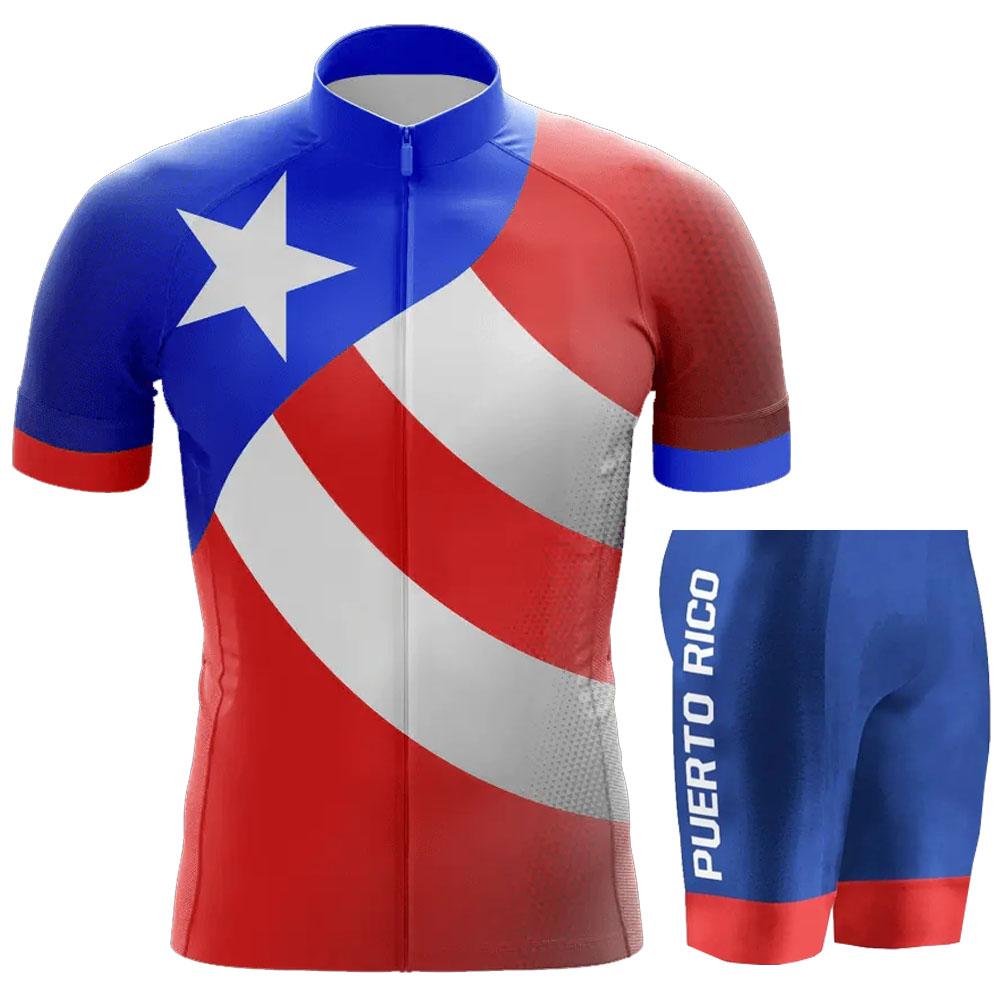 

Puerto Rico Cycling Jersey 2025 Set Summer Men Bicycle Clothing Road Bike Shirts Suit Bicycle Bib Shorts MTB Ropa Maillot 5XL