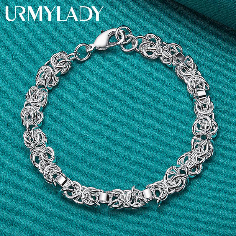 925 srebro bransoletka z wieloma pierścionkami i łańcuszkiem dla kobiet mężczyzn zaręczynowy biżuteria ślubna