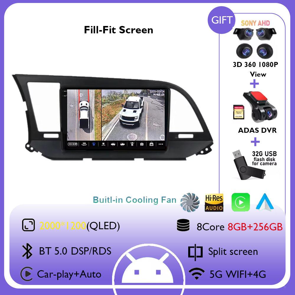 Android 14 Car Radio For Hyundai Elantra 6 2015 2016 2017 2018 Multimidia Video Player GPS Navigaion Split Screen DPS 360 Camera