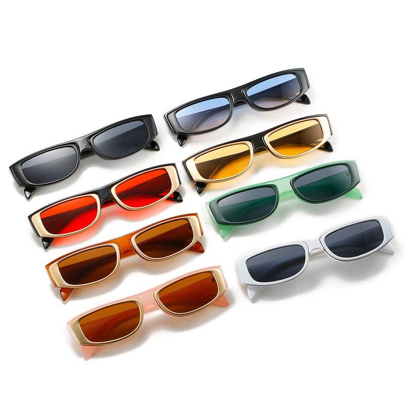 SO&EI Retro Small Square Metal Decoration Sunglasses Women Fashion Green Pink Trending Men Cat Eye Sun Glasses Shades UV400