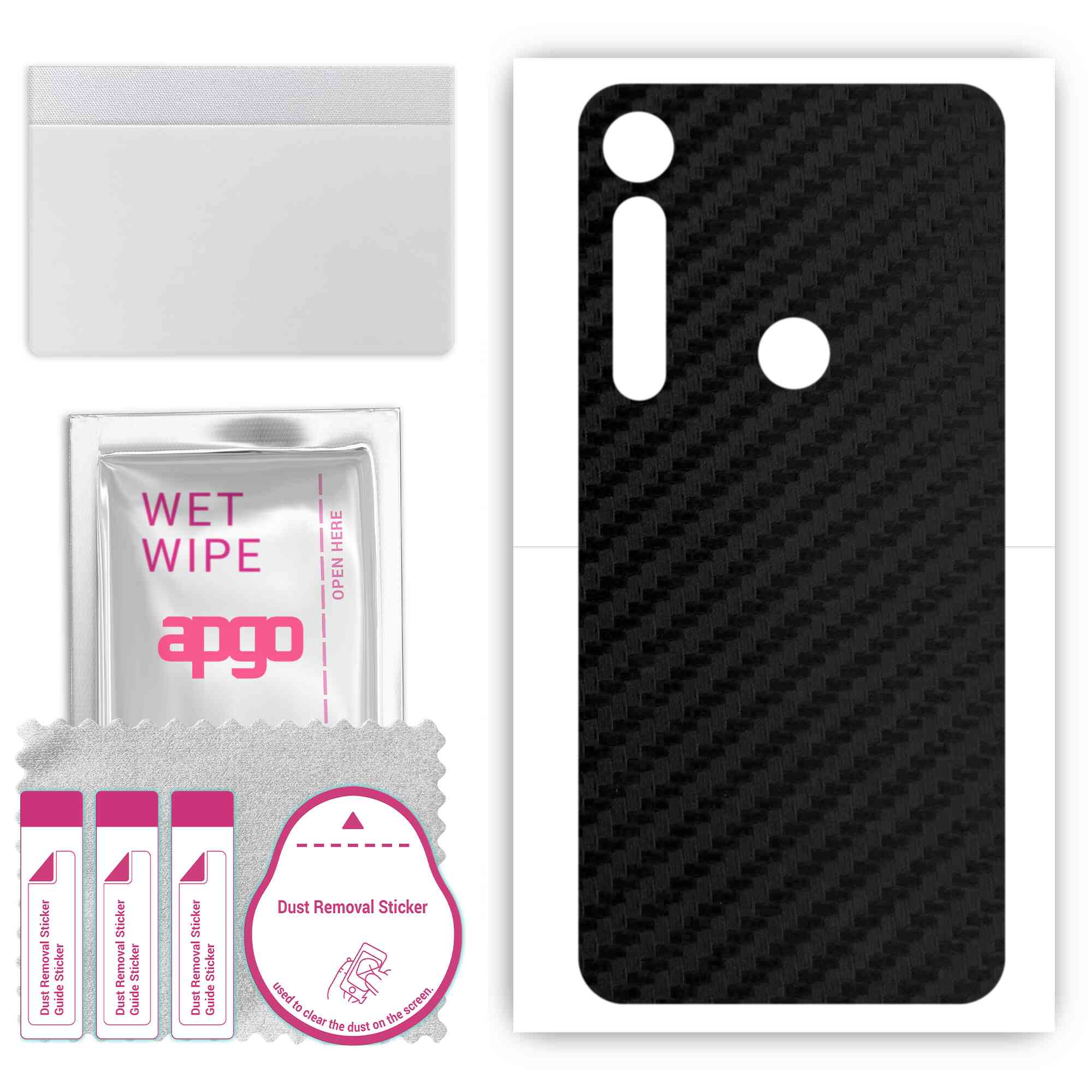 

Apgo Protective Skin Sticker для задньої панелі, сумісної з Motorola One Vision Plus, Wrap Film, Foil, Vinyl - Pattern Carbon Black