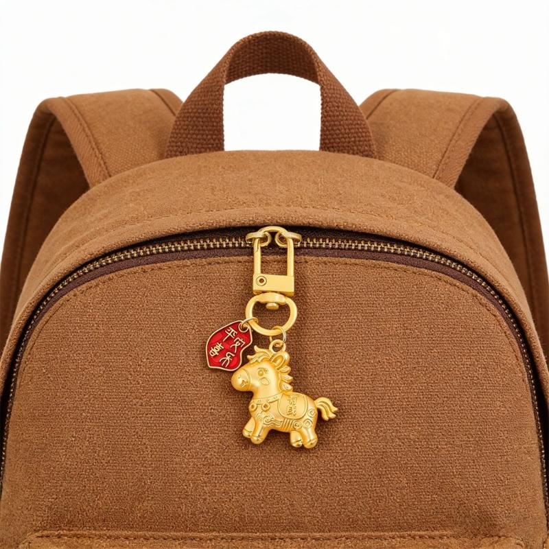 5 Piece Alloy Horse Zodiacal Keychains for Good Fortune In 2026 Multifunctional Lightweight Phone and Bag Accessories