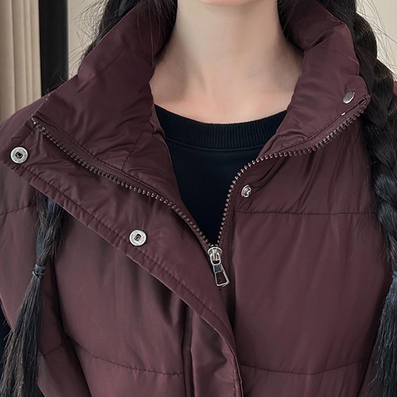 Fashion Winter Warm Vest Woman Outerwears With Belt Sleeveless Parka Casual Thick Women's Jackets