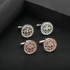 Diamond-Encrusted Metal Sleeves, High-Grade French Alloy Cufflinks, Simple Round Men'S Shirt Buckles