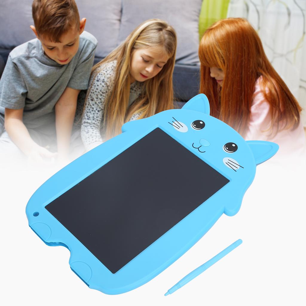 9in LCD Writing Tablet Cartoon Cat Digital Drawing Board with AntiErasing Lock for Children(Blue )