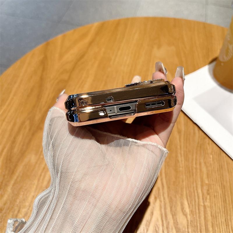 For Oppo Find N3 Flip 5G Case Glitter Design Hard PC Phone Cover with Ring Kickstand