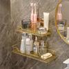 Bathroom Storage Rack with Hollow And Multi-Hook Design Basket Large Capacity Adhesive Installation Organizer for Home