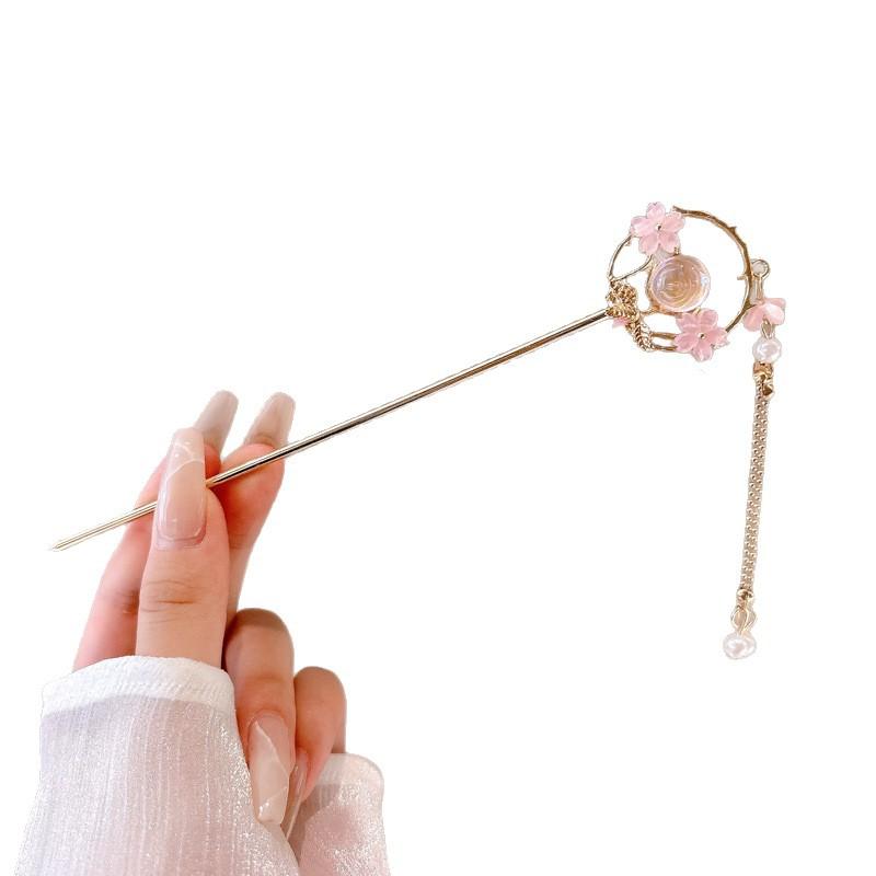 Haarnadel mit Quastenblume im antiken Stil, Damen High-End-Temperament, All-Match Hanfu Haarnadel, Am Hinterkopf zu befestigen, Haarnadel