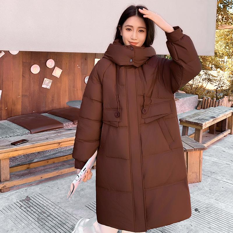 Cotton Jacket Women's Mid-length Over the Knee New Down Cotton Jacket Thickened Korean Version Loose Hooded Winter Versatile Jacket