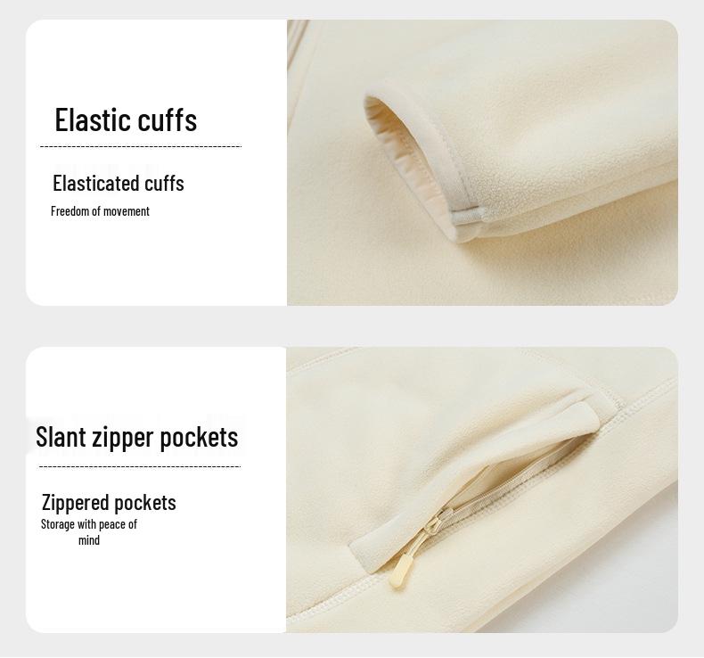 Unisex Fleecejacke mit Stehkragen - Lammfleece-Cardigan für Herbst und Winter, Kundenspezifisches Logo verfügbar