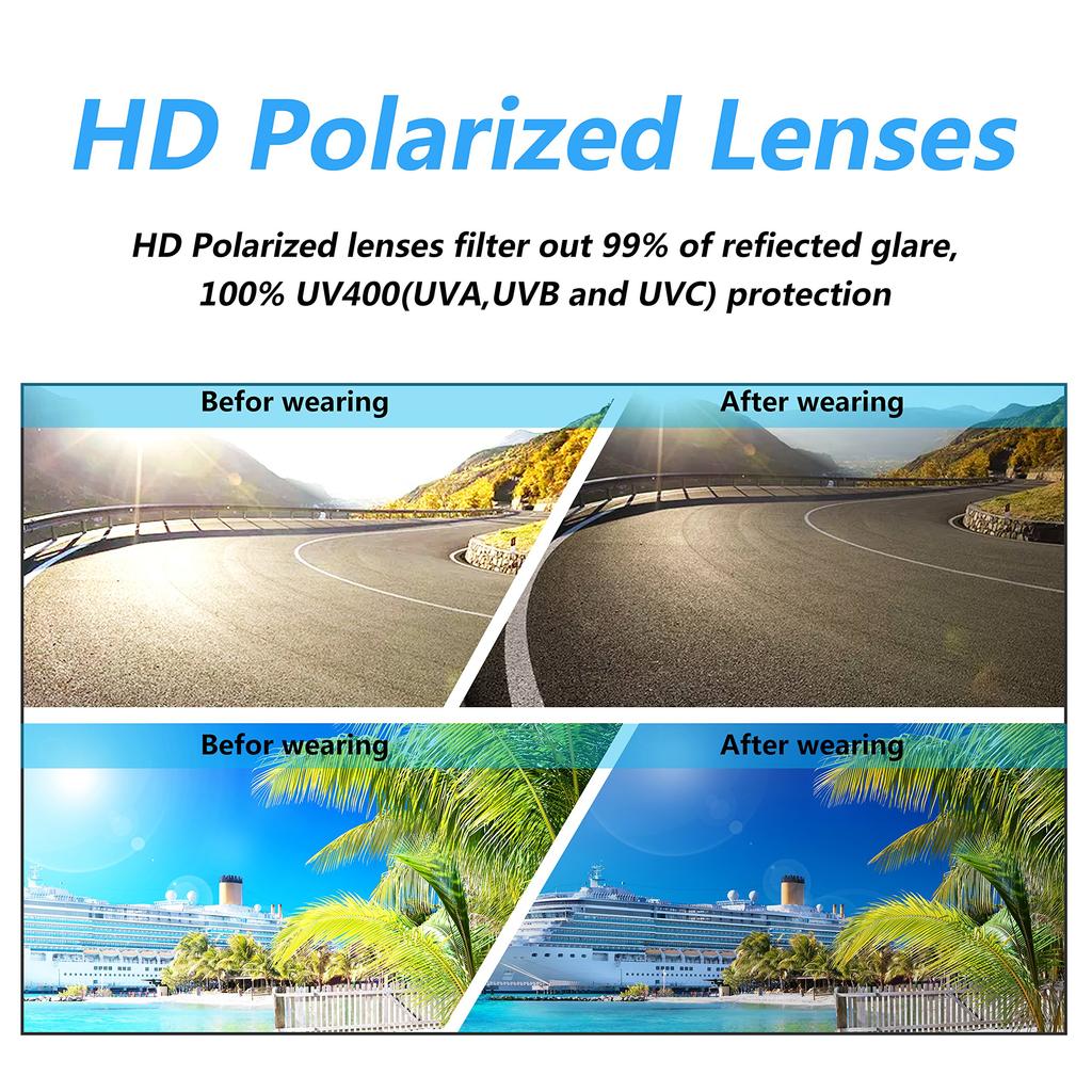 Pukla Sunglasses Polarized Sports Sunglasses Unisex Cycling Glasses UV400 Protection Running Driving Fishing Travel [PUKCLAR] Men's