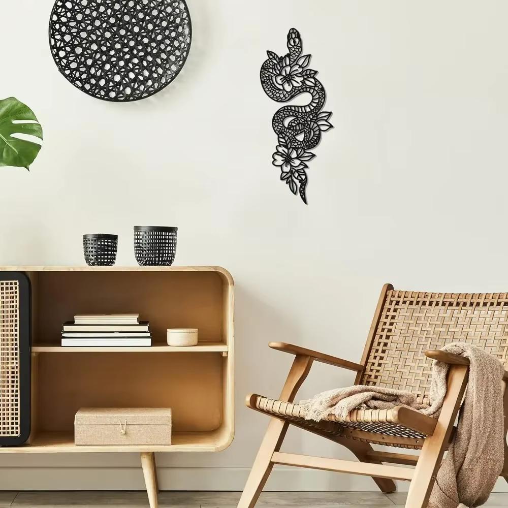 Stunning Moon Snake Wall Decor for Witchy Altars! Flower Snake Decor Wall Hanging. Boho Iron Art. Add a Touch of Magic.