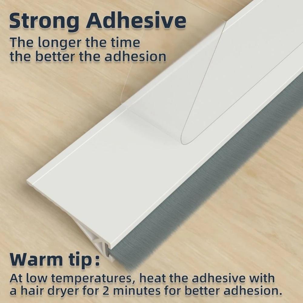 1pc 1m/39.37in Door Seal Strip Silicone Material Brush Design Door Sweep Self Adhesive Dust Blocker Under Door Gap Filler