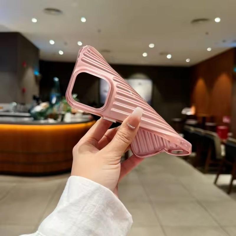 Ribbed Corrugated Suitcase Stripe Soft TPU Phone Case For Apple iPhone 17 Air 16 E 15 14 Plus 13 12 11 Pro Max Solid Color Cover