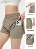 Women's 2026 High-Waisted Quick-Dry Fake Two-Piece Sports Shorts - Breathable Running & Yoga Fitness Shorts for Summer