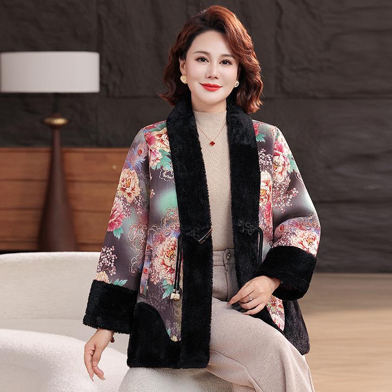 

Зимнее меховое пальто с интегрированным мехом, женское, ретро, на пуговицах, средней длины, из норки, флисовое, толстое пальто 5XL [recommended 150-80kg]