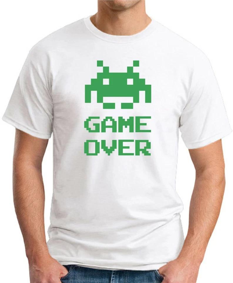 GAME OVER T SHIRT Funny Slogan Novelty Mens Geeky Gift Gaming Space Invaders 4 3XL
