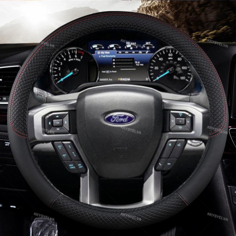 For Ford Expedition 2007-2022 F150 F-250 2000-2022 F-350 Super Duty 2000-2016 Car Steering Wheel Cover Leather Auto Accessories