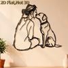 2D Flat Woman And Dog Wall Decor Creative Wall Art Elegant Metal Wall Hanging Decor  Office Decor