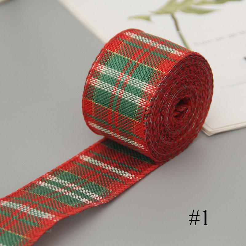 6M Red Black Green Plaid Ribbon for Christmas Decoration Made of Linen Fabric