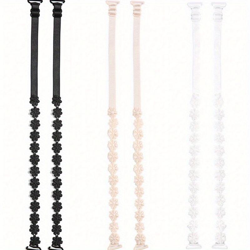 3 Pairs Lace Flower Underwear Straps, Adjustable Seamless Sexy All-match Anti-slip Buckle Bra Straps, Women's Lingerie & Underwear Accessories