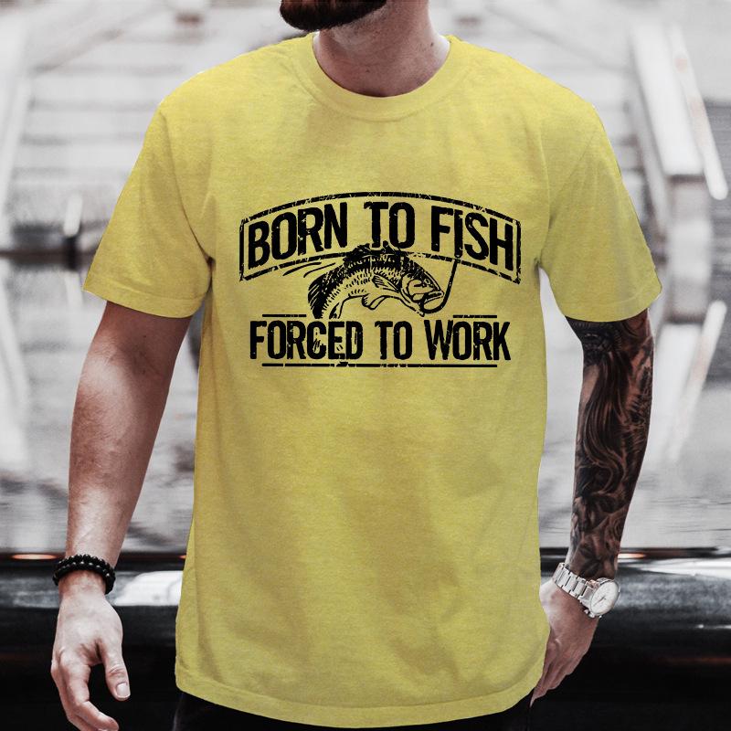 Fishing Tshirt Born To Fish Forced To Work Unisexs Tshirt Fathers Day Gift Birthday Dad Husband Daddy Grandpa Unisexs Tshirts Tops