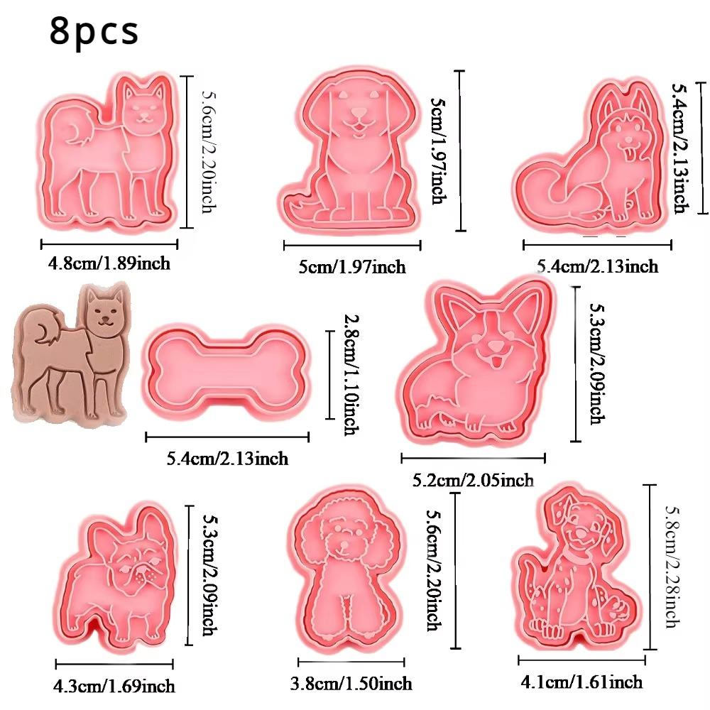 8 Pcs/set Cookie Cutters Plastic 3D Cute Cartoon Pressable Biscuit Mold Fondant Cookie Stamp Kitchen Baking Pastry Bakeware