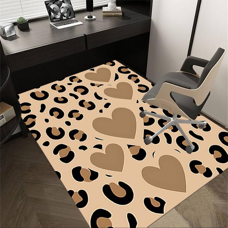 1 Stück Leopardenmuster Herz Rutschfester Bodenteppich, geeignet für Büro, Schlafzimmer und Spielzimmer. Kann auch als Sofafußstützenbezug verwendet werden-T40