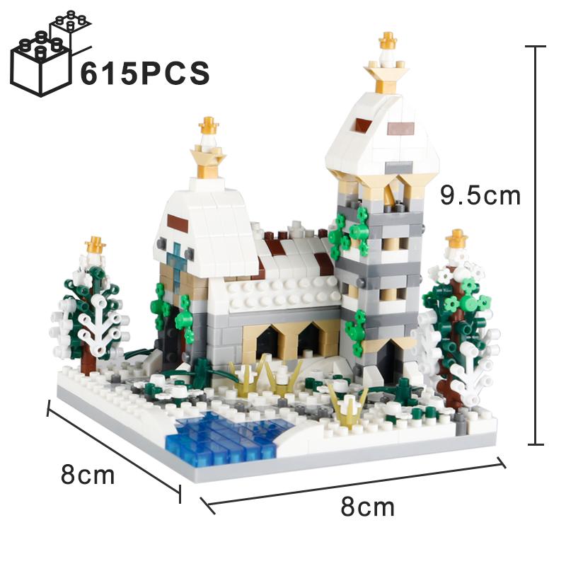 Four Season Micro Bricks Street View Sakura Windmill Building Blocks Fisherman's Cottage Tree Assemble Bricks Toys For Kids Boy