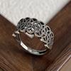 925 Sterling Silver Rings for Women Couple Minimalist Handmade Hollow Retro Ring Fine Jewelry Gift Prevent Allergy