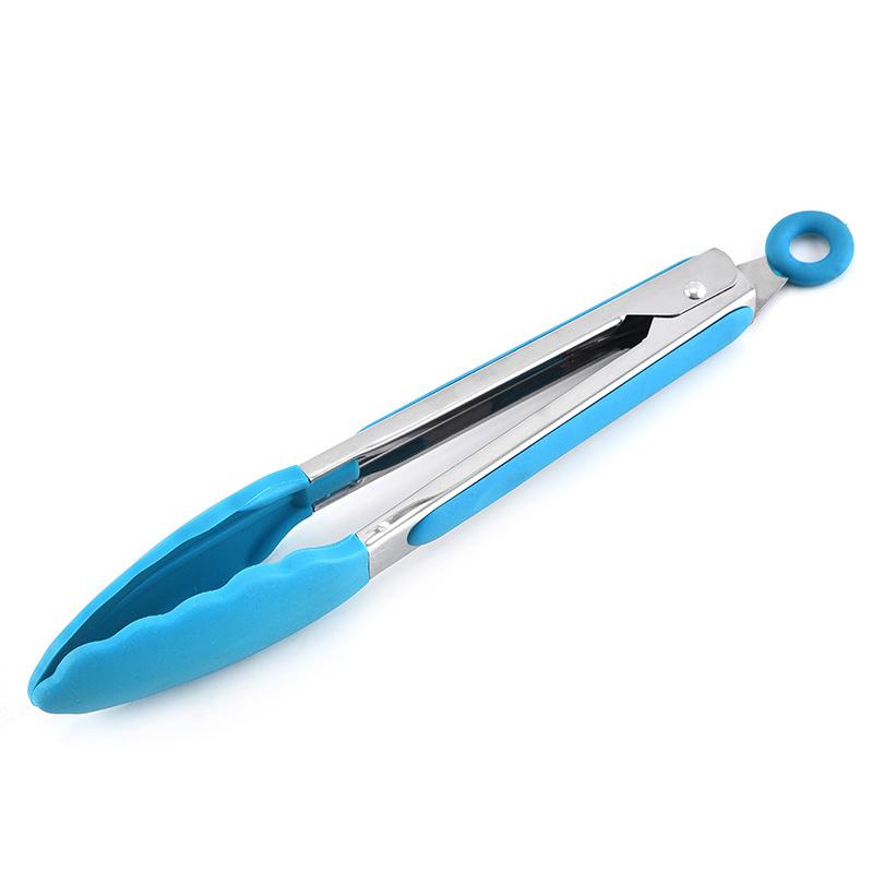 9Inch Heat-Resistant Food Tong Non-Slip Silicone Grilling Tong Salad Bread Serving Tong Barbecue Clip Clamp Kitchen Accessories